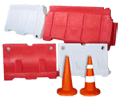 Road barriers, road buffers, trafic signal cones