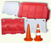 ROAD BARRIERS, ROAD BUFFERS, TRAFFIC SIGNAL CONES